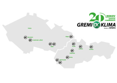 Mapa pôsobenia GreMi KLIMA, 20. výročie